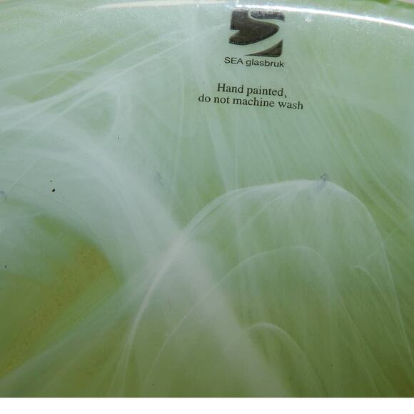 Set of 2 EUC Vintage Green Sea Glasbruk Swedish Asymmetric Art Glass Bowl - Picture 5 of 13